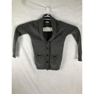 J Crew Sweater Womens Small Gray Wool Blend Shawl Collar Button Cardigan Pockets